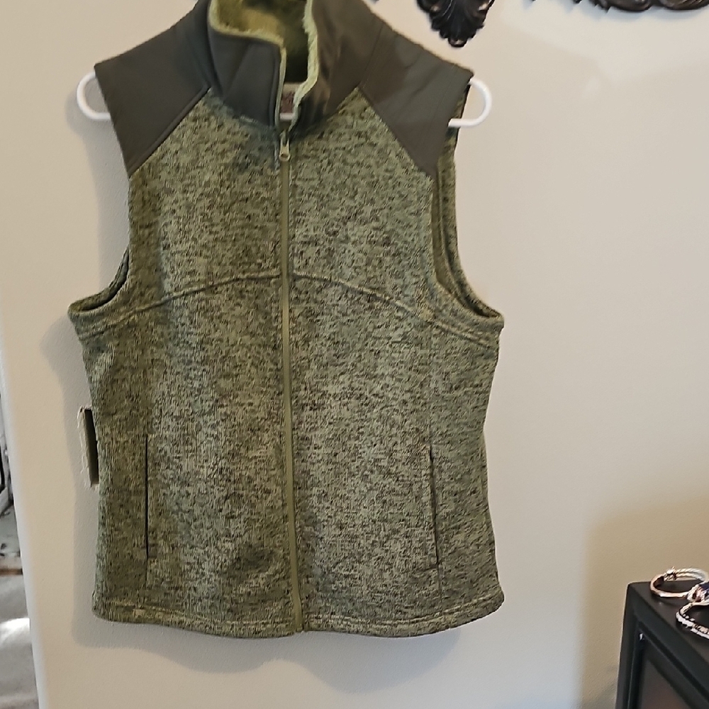 Faded Glory Green Sleeveless Zip-Up Vest
